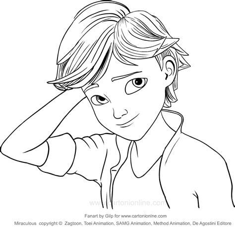 Dibujo de Adrien Agreste (Miraculous) para colorear: Aprende a Dibujar Fácil con este Paso a Paso, dibujos de A Adrien, como dibujar A Adrien para colorear e imprimir
