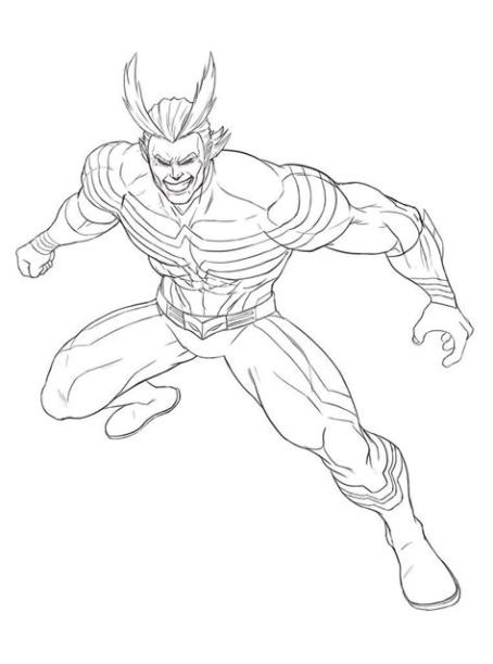 Dibujos de All Might 3 para Colorear para Colorear. Pintar: Aprende a Dibujar Fácil, dibujos de A All Might, como dibujar A All Might paso a paso para colorear