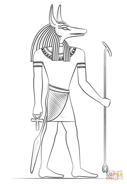 Dibujo de Anubis. el Dios de la Muerte para colorear: Aprende como Dibujar Fácil con este Paso a Paso, dibujos de A Anubis, como dibujar A Anubis paso a paso para colorear