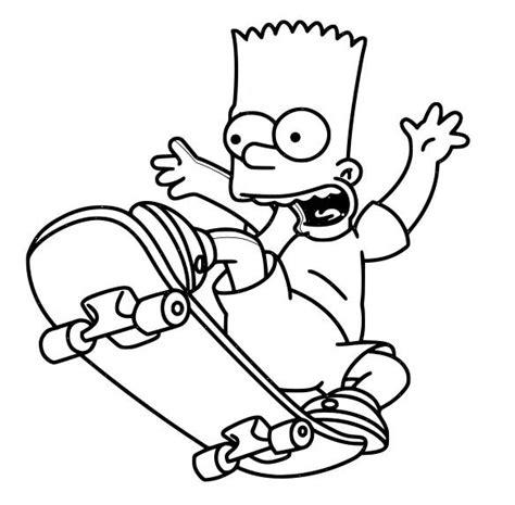 Bart Simpson Skateboarding Coloring Page - Free Printable: Aprende como Dibujar y Colorear Fácil con este Paso a Paso, dibujos de A Bart Simpson En Patineta, como dibujar A Bart Simpson En Patineta para colorear e imprimir