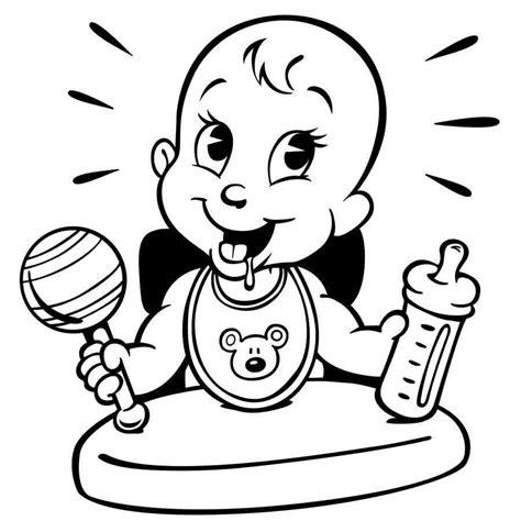 Dibujo de un bebé comiendo para imprimir y pintar: Aprende a Dibujar Fácil con este Paso a Paso, dibujos de A Bebe, como dibujar A Bebe para colorear e imprimir