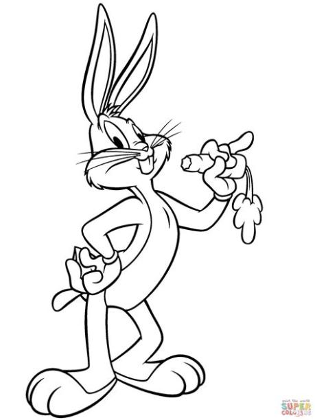 Dibujo de Bugs Bunny para colorear | Dibujos para colorear: Dibujar Fácil, dibujos de A Bos Bony, como dibujar A Bos Bony para colorear
