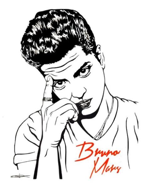 Bruno Mars | Bruno mars. Art. Dessin: Aprende como Dibujar Fácil, dibujos de A Bruno Mars, como dibujar A Bruno Mars para colorear e imprimir