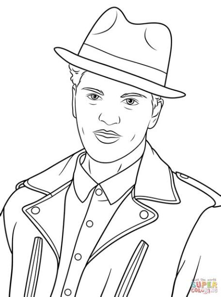 Dibujo de Bruno Mars para colorear | Dibujos para colorear: Dibujar y Colorear Fácil, dibujos de A Bruno Mars, como dibujar A Bruno Mars paso a paso para colorear