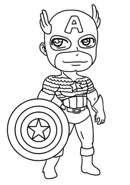 Coloriage Captain America Kawaii dessin gratuit à imprimer: Dibujar y Colorear Fácil, dibujos de A Capitan America Kawaii, como dibujar A Capitan America Kawaii para colorear e imprimir