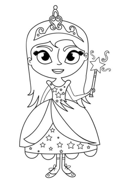 Dibujo para colorear princesa con varita - Dibujos Para: Aprende como Dibujar Fácil, dibujos de A Capy, como dibujar A Capy para colorear e imprimir
