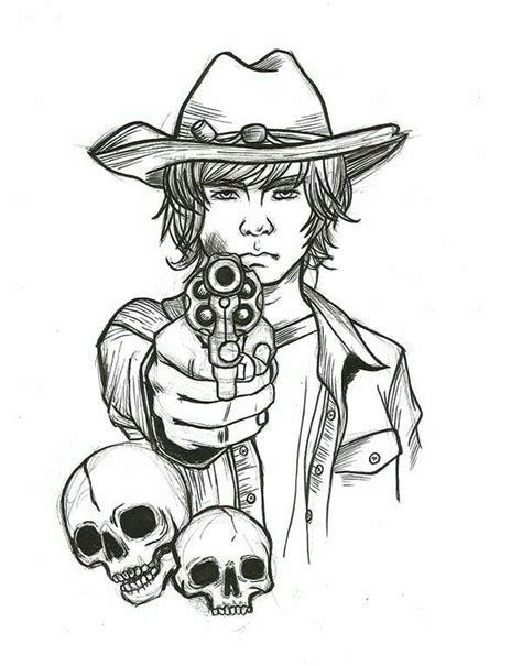 Pin by bella on The Walking Dead | Walking dead fan art: Dibujar Fácil con este Paso a Paso, dibujos de A Carl Grimes, como dibujar A Carl Grimes para colorear