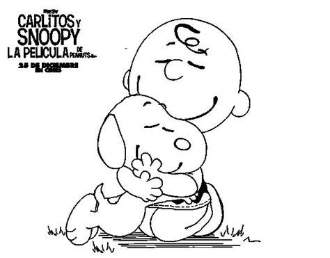 Dibujo de Snoopy y Carlitos abrazados para Colorear: Dibujar y Colorear Fácil, dibujos de A Carlitos Y Snoopy, como dibujar A Carlitos Y Snoopy para colorear e imprimir
