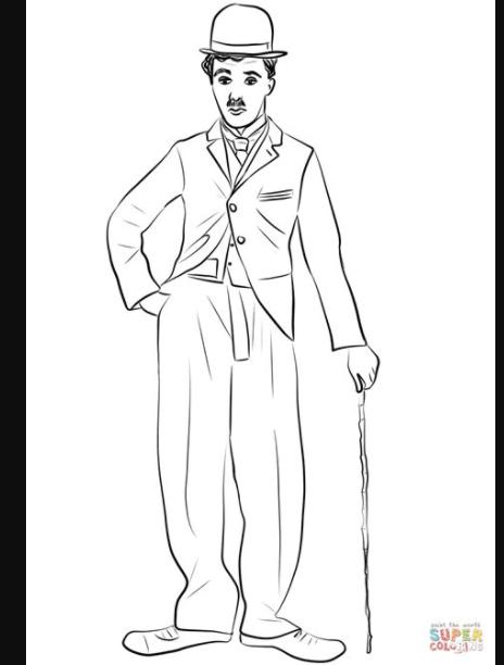Dibujo de Charlie Chaplin para colorear | Dibujos para: Dibujar y Colorear Fácil con este Paso a Paso, dibujos de A Charles Chaplin, como dibujar A Charles Chaplin para colorear e imprimir