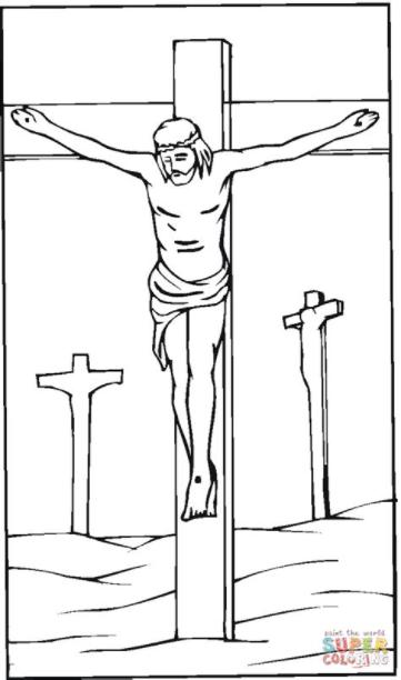 Dibujo de Jesús crucificado en la cruz para colorear: Aprende como Dibujar y Colorear Fácil con este Paso a Paso, dibujos de A Cristo Crucificado, como dibujar A Cristo Crucificado para colorear