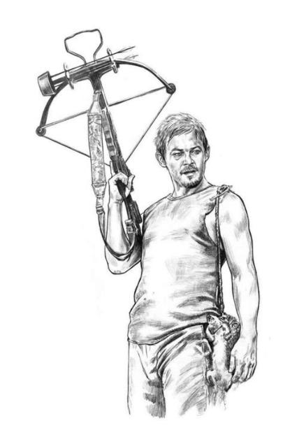 DARYL DIXON | Walking dead drawings. Walking dead fan art: Dibujar Fácil, dibujos de A Daryl, como dibujar A Daryl para colorear