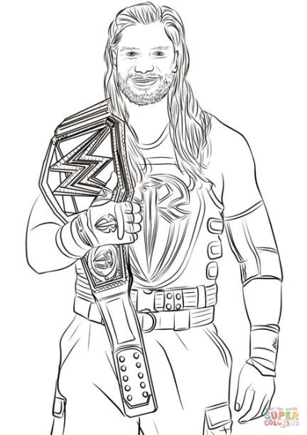 Dibujo de Roman Reigns para colorear | Dibujos para: Dibujar y Colorear Fácil, dibujos de A Dean Ambrose, como dibujar A Dean Ambrose para colorear