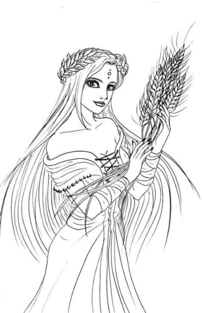 Demeter | Greek mythology art. Greek goddess art. Coloring: Dibujar y Colorear Fácil, dibujos de A Demeter, como dibujar A Demeter para colorear