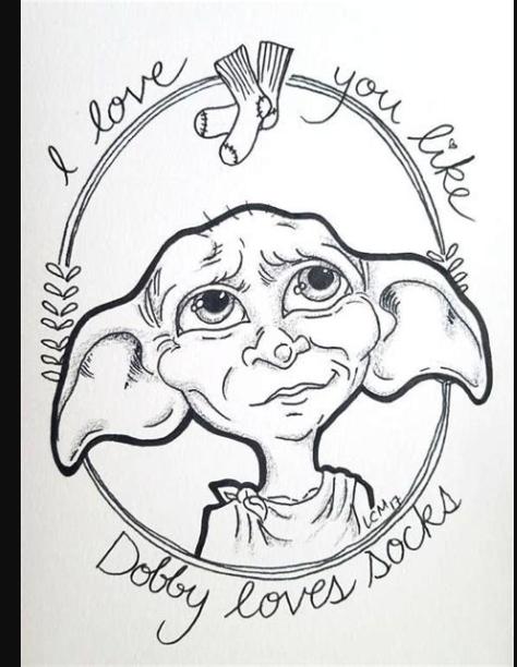 Dobby the house elf - Art | Harry potter sketch. Harry: Dibujar Fácil, dibujos de A Dobby, como dibujar A Dobby para colorear e imprimir