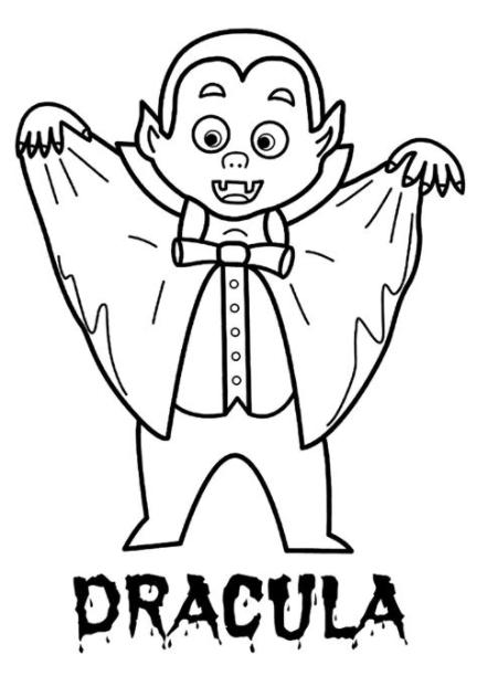 Dibujos de Halloween infantiles para colorear e imprimir: Aprender como Dibujar Fácil con este Paso a Paso, dibujos de A Dracula, como dibujar A Dracula para colorear