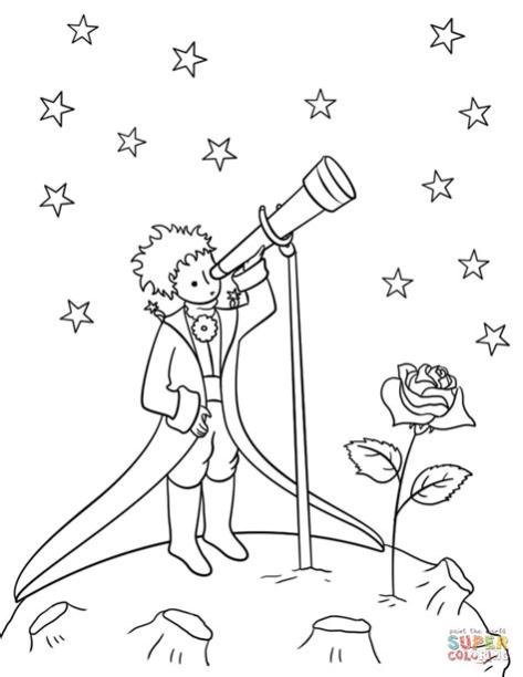 Dibujo de El principito con telescopio para colorear: Dibujar y Colorear Fácil, dibujos de A El Principito, como dibujar A El Principito para colorear e imprimir
