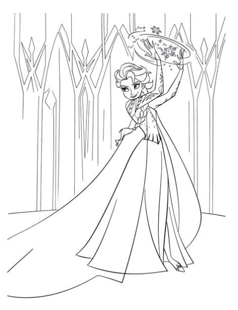 Dibujo para colorear - Elsa usa la magia: Dibujar Fácil con este Paso a Paso, dibujos de A Elsa Para Niños, como dibujar A Elsa Para Niños paso a paso para colorear