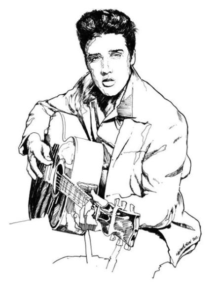 Elvis Coloring Pages | Elvis tattoo. Elvis presley: Dibujar y Colorear Fácil con este Paso a Paso, dibujos de A Elvis Presley, como dibujar A Elvis Presley paso a paso para colorear