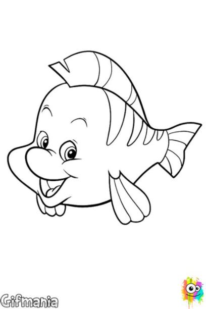 Dibujo de Flounder para Colorear: Aprender como Dibujar Fácil, dibujos de A Flounder De La Sirenita, como dibujar A Flounder De La Sirenita para colorear
