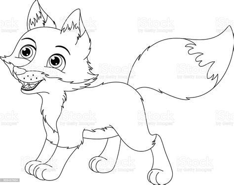 Ilustración de Fox Para Colorear Página y más Vectores: Dibujar y Colorear Fácil, dibujos de A Foxi, como dibujar A Foxi para colorear e imprimir