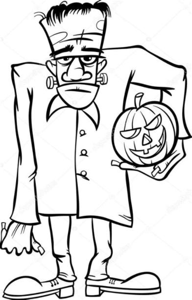 Dibujos animados de Frankenstein para colorear libro: Dibujar Fácil con este Paso a Paso, dibujos de A Franquestein, como dibujar A Franquestein para colorear
