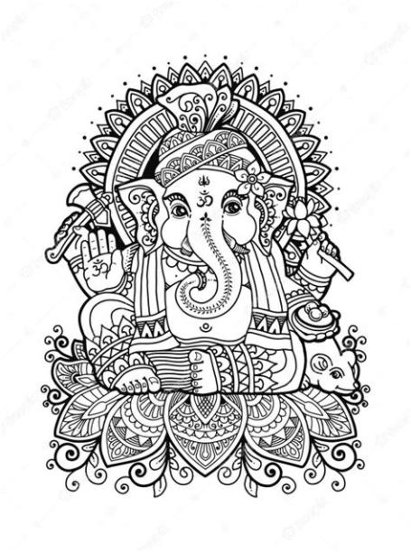 Mandala ganesha para colorear. | Vector Premium: Aprender como Dibujar y Colorear Fácil, dibujos de A Ganesha, como dibujar A Ganesha paso a paso para colorear