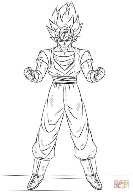 Super Saiyan Goku Coloring Pages | super saiyan goku: Aprende como Dibujar y Colorear Fácil, dibujos de A Goku Ssj 1, como dibujar A Goku Ssj 1 para colorear