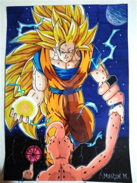 Mejores 12 imágenes de Dibujos para colorear los: Dibujar y Colorear Fácil, dibujos de A Goku Ssj3 Vs Kid Buu, como dibujar A Goku Ssj3 Vs Kid Buu para colorear