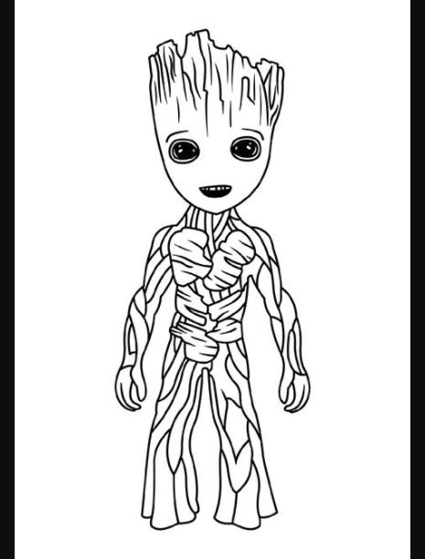 Groot Bebe Para Colorear: Dibujar y Colorear Fácil, dibujos de A Groot, como dibujar A Groot para colorear e imprimir