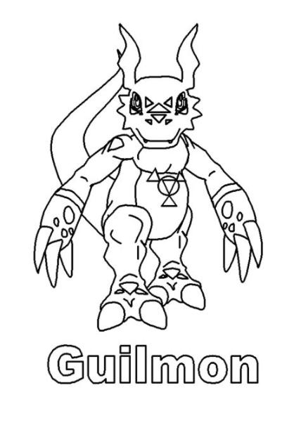 Coloriage Guilmon Digimon à imprimer: Aprender a Dibujar Fácil, dibujos de A Guilmon, como dibujar A Guilmon para colorear e imprimir