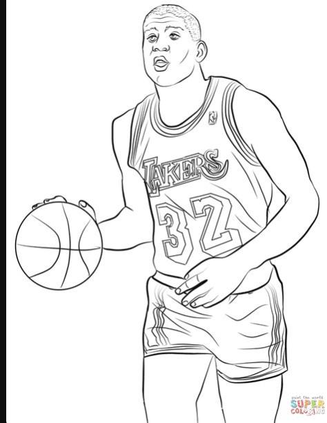 Magic Johnson coloring page | Free Printable Coloring Pages: Dibujar y Colorear Fácil, dibujos de A Kobe Bryant, como dibujar A Kobe Bryant paso a paso para colorear