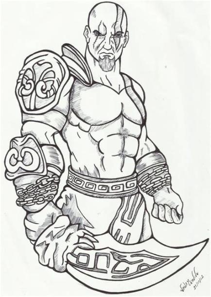 Resultado de imagem para desenho do god of war para pintar: Dibujar y Colorear Fácil con este Paso a Paso, dibujos de A Kratos, como dibujar A Kratos para colorear e imprimir