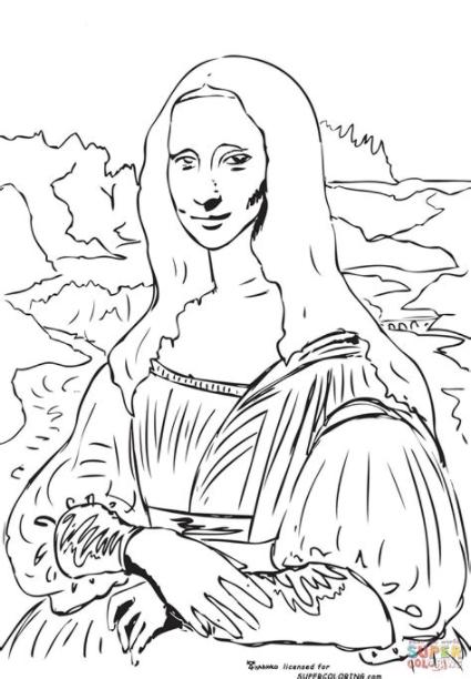 Dibujo de Mona Lisa (La Gioconda). De Leonardo Da Vinci: Dibujar y Colorear Fácil con este Paso a Paso, dibujos de A La Monalisa, como dibujar A La Monalisa para colorear e imprimir