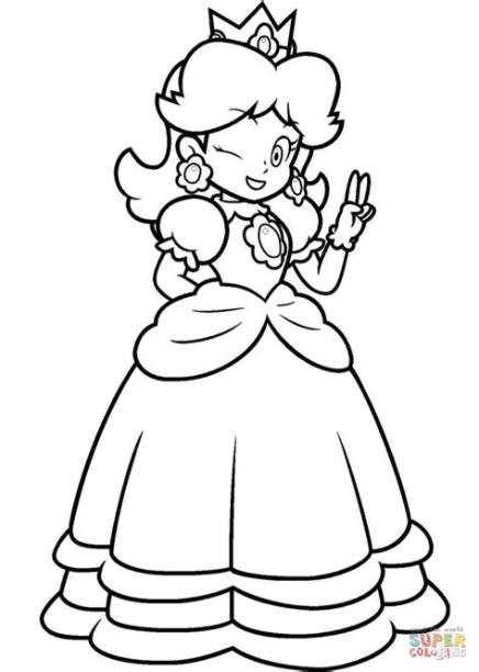 Dibujo de Mario Princesa Daisy para colorear | Dibujos: Dibujar y Colorear Fácil con este Paso a Paso, dibujos de A La Princesa Daisy, como dibujar A La Princesa Daisy paso a paso para colorear