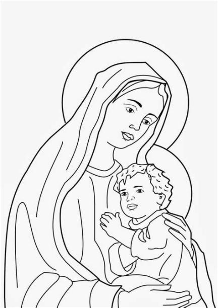 Imagenes Cristianas Para Colorear: Dibujos Para Colorear: Aprender a Dibujar y Colorear Fácil, dibujos de A La Virgen Maria, como dibujar A La Virgen Maria paso a paso para colorear