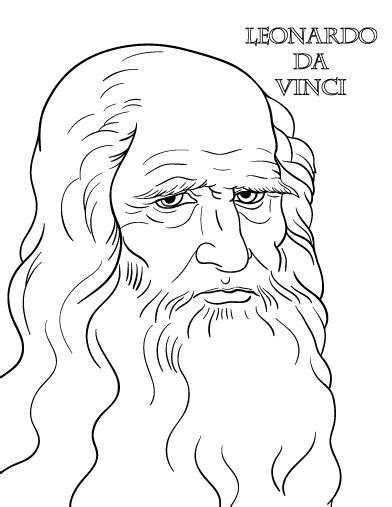 Printable Leonardo da Vinci coloring page. Free PDF: Aprender a Dibujar Fácil, dibujos de A Leonardo Da Vinci, como dibujar A Leonardo Da Vinci para colorear