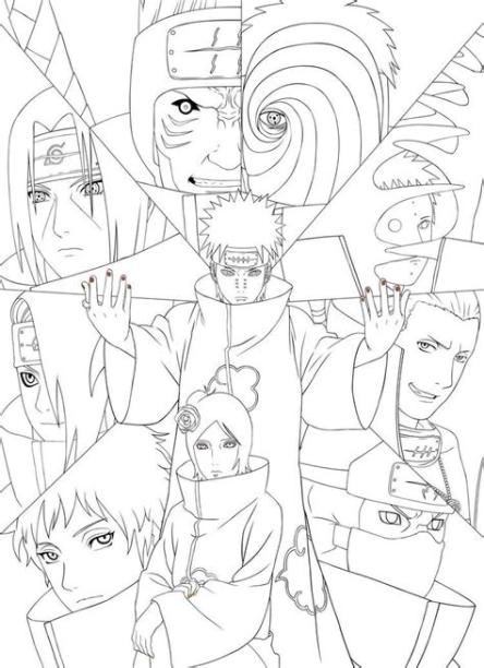 Akatsuki Naruto Shippuden Para Colorear - dibujos para: Aprende como Dibujar y Colorear Fácil, dibujos de A Los Akatsuki, como dibujar A Los Akatsuki paso a paso para colorear
