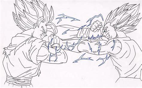 goku_vs_majin_vegeta_by_leaxed-d6gxwg9: Dibujar Fácil, dibujos de A Majin Vegeta Vs Goku, como dibujar A Majin Vegeta Vs Goku paso a paso para colorear