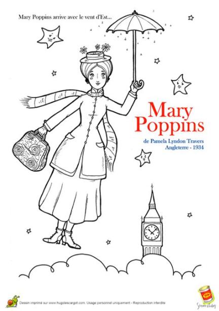 Coloriage mary poppins sur Hugolescargot.com: Aprende como Dibujar y Colorear Fácil, dibujos de A Mary Poppins, como dibujar A Mary Poppins paso a paso para colorear