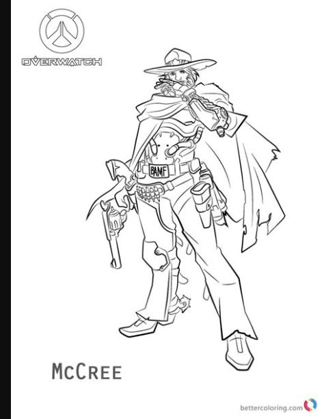 McCree from Overwatch Coloring Pages - Free Printable: Dibujar y Colorear Fácil con este Paso a Paso, dibujos de A Mccree, como dibujar A Mccree paso a paso para colorear