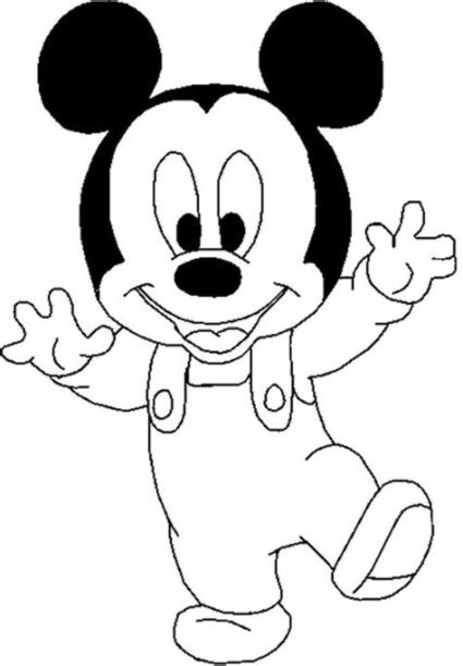 Mickey Mouse bebe para colorear e imprimir: Dibujar y Colorear Fácil, dibujos de A Mickey Bebe, como dibujar A Mickey Bebe para colorear