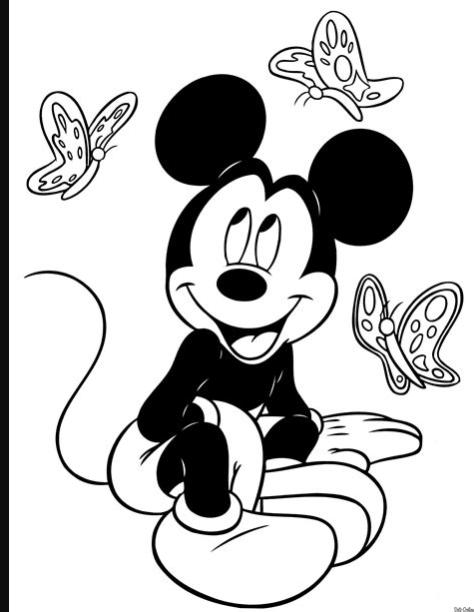Mickey con mariposas para colorear Disney - Gratis Todo: Dibujar Fácil, dibujos de A Mik, como dibujar A Mik para colorear