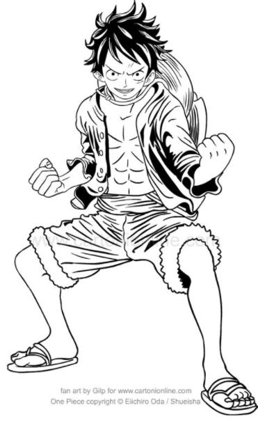 Dibujo de Monkey D. Rufy di One Piece para colorear: Dibujar Fácil con este Paso a Paso, dibujos de A Monkey D Luffy, como dibujar A Monkey D Luffy paso a paso para colorear