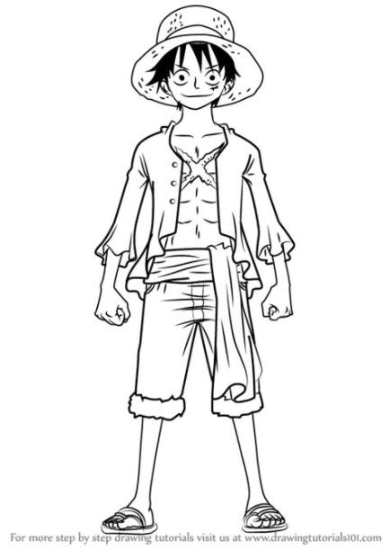 How to Draw Monkey D. Luffy Full Body from One Piece: Dibujar y Colorear Fácil, dibujos de A Monkey D Luffy, como dibujar A Monkey D Luffy para colorear