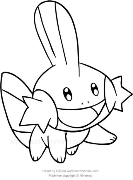 Dibujo de Mudkip de los Pokemon para colorear: Aprende a Dibujar Fácil, dibujos de A Mudkip, como dibujar A Mudkip para colorear e imprimir