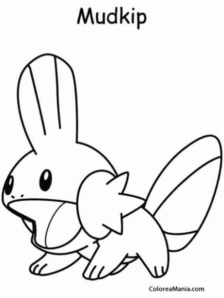 Colorear Pokemon Mudkip (Pokemon). dibujo para colorear gratis: Dibujar y Colorear Fácil, dibujos de A Mudkip, como dibujar A Mudkip paso a paso para colorear