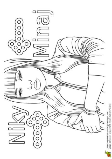 Coloriage de célébrités. Niky Minaj: Aprende como Dibujar y Colorear Fácil con este Paso a Paso, dibujos de A Nicki Minaj, como dibujar A Nicki Minaj para colorear