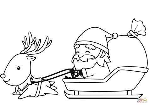 Dibujo de Papá Noel en trineo con el reno para colorear: Dibujar y Colorear Fácil, dibujos de A Papa Noel En Su Trineo, como dibujar A Papa Noel En Su Trineo paso a paso para colorear