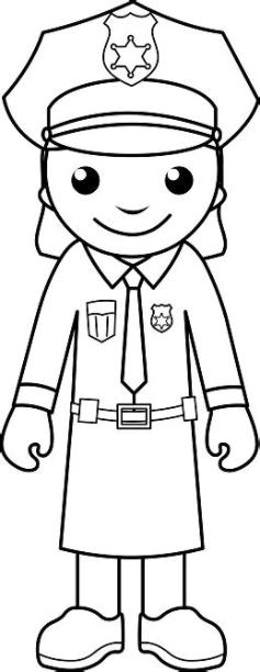 Ilustración de Oficial De Policía De Colorear Página: Dibujar Fácil, dibujos de A Polican, como dibujar A Polican para colorear
