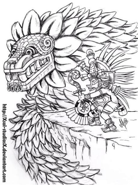 dibujo de dios azteca quetzalcoatl para colorear dibujos: Dibujar Fácil con este Paso a Paso, dibujos de A Quetzalcoatl, como dibujar A Quetzalcoatl paso a paso para colorear